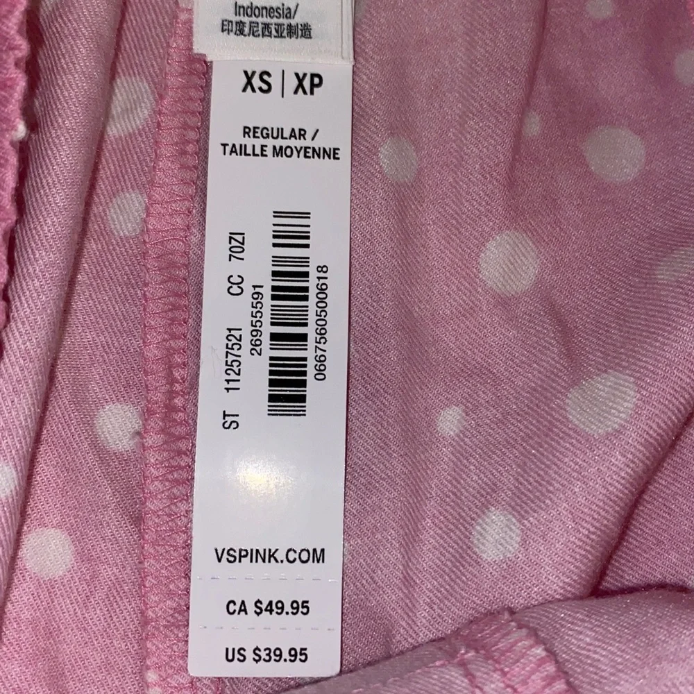 NWT Victoria Secrets Pink Side Pockets Pink and White Polka Dot Pajamas Size XS
